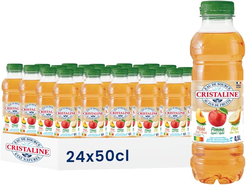Cristaline Pomme Poire Pêche – Pack de 24 × 50 cl
