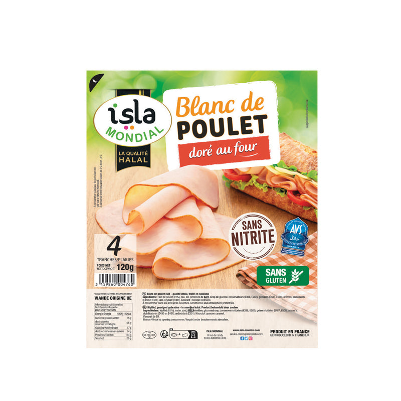 Blanc de Poulet Doré au Four – Islamondial Halal AVS – 120 g