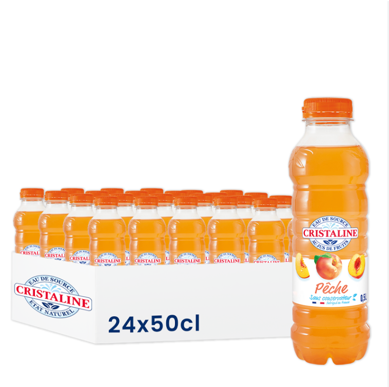 Cristaline Pêche – 50 cl × 24