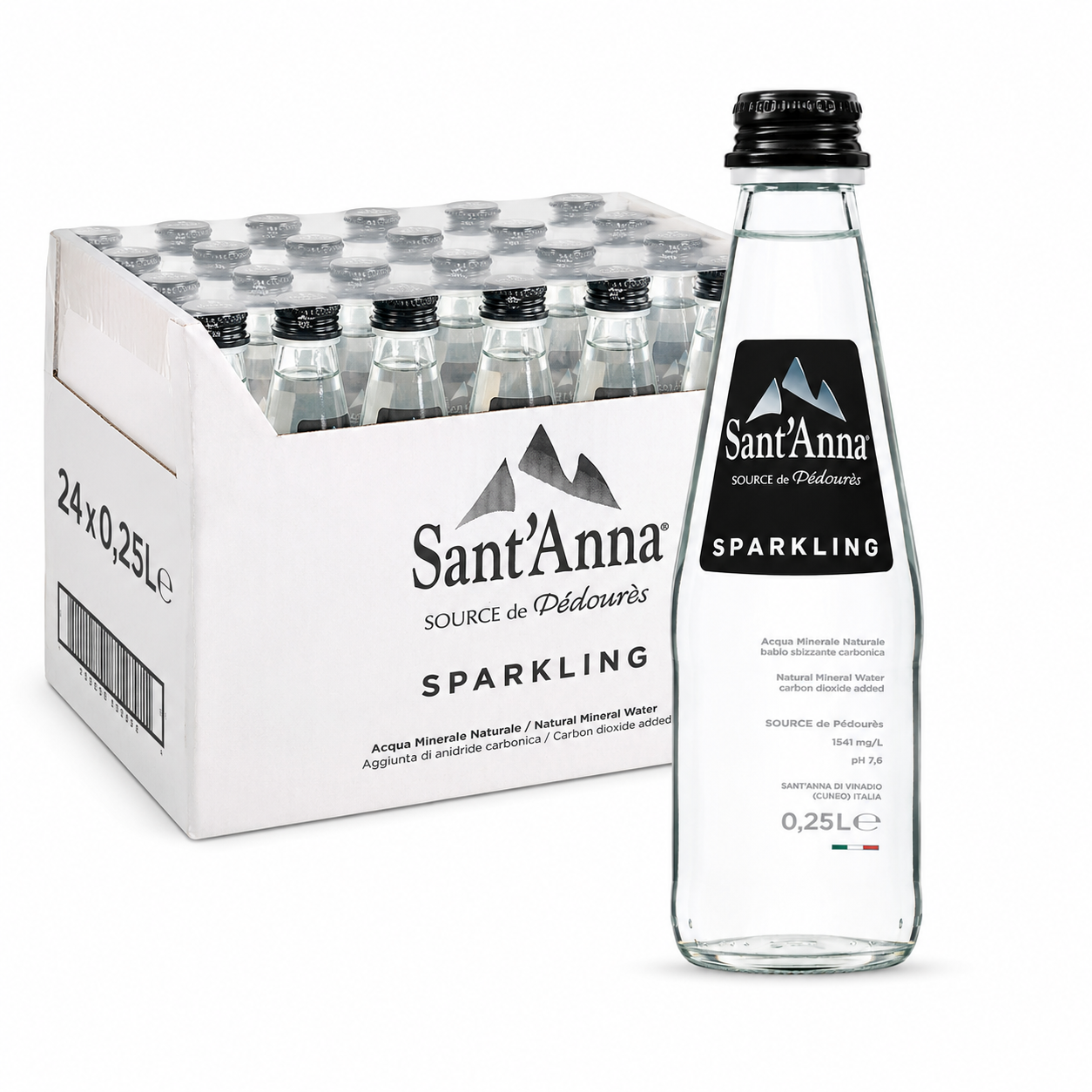 Sant Anna Gazeuse – Eau en Verre – Pack de 24 × 33 cl