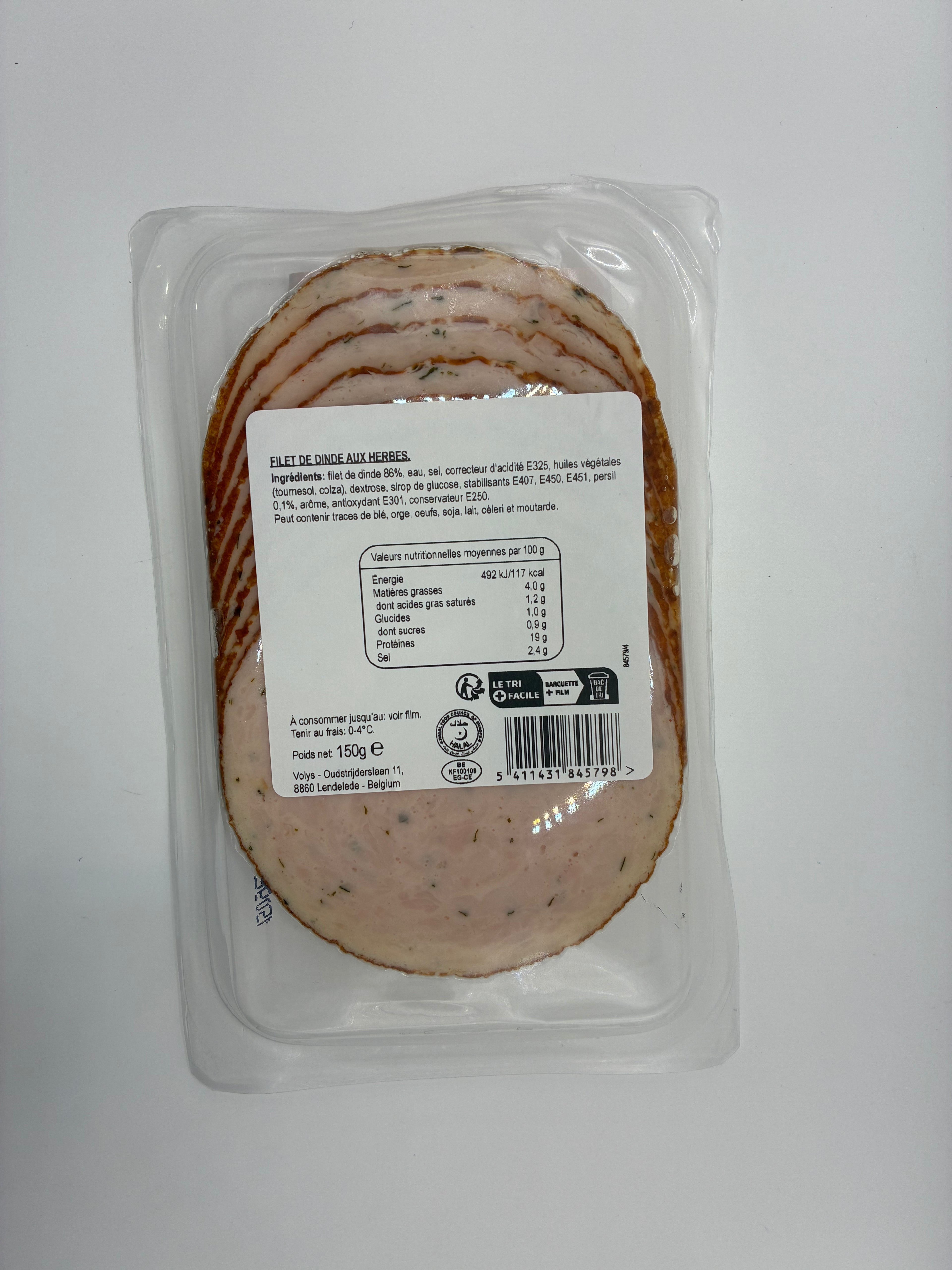 Filet de Dinde aux Herbes Halal 150g – Volibon