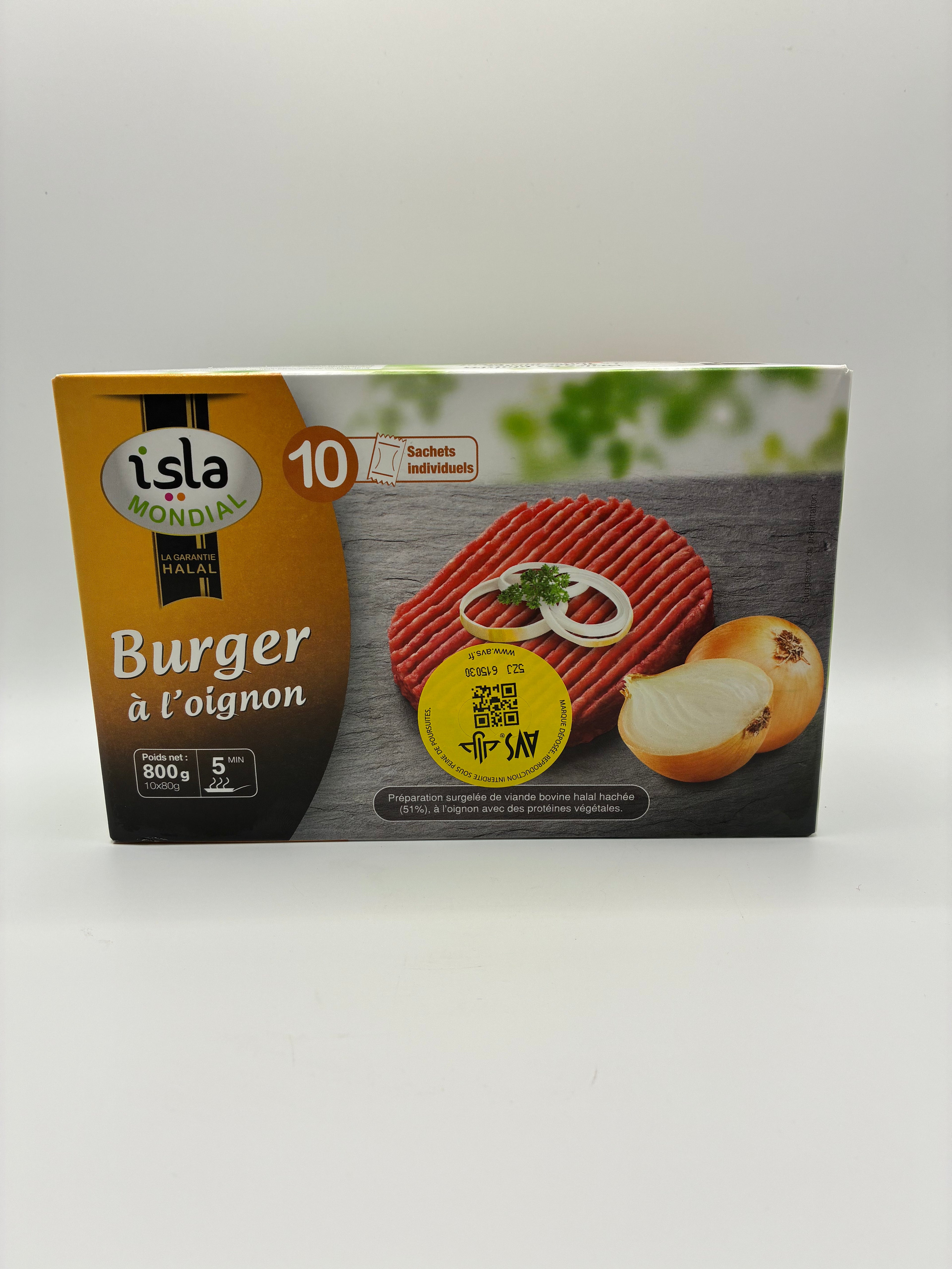 Burger à l’Oignon 10 x 80g – Isla Mondial Halal AVS
