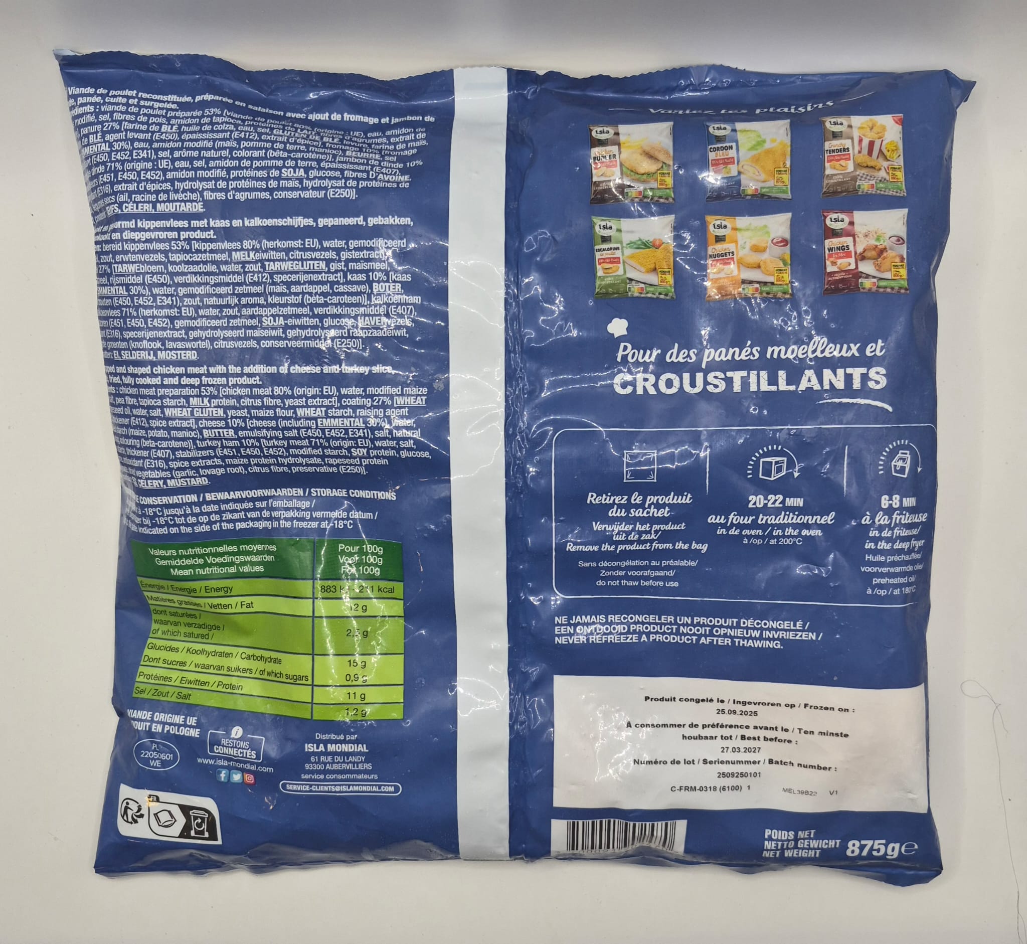 Cordon Bleu 100% Poulet 875g – Isla Mondial Halal AVS