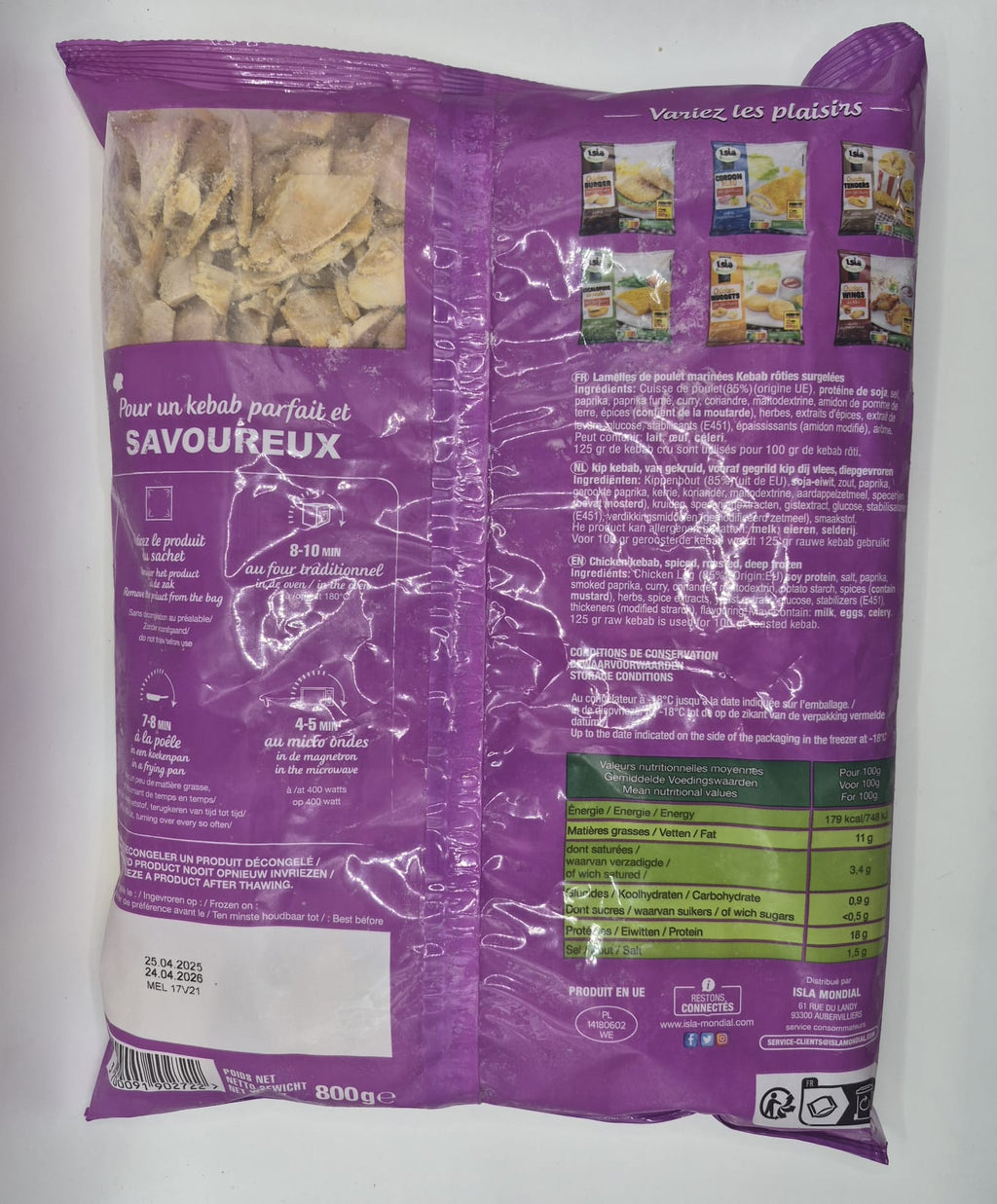 Lamelles Kebab 800g – Isla Mondial Halal AVS