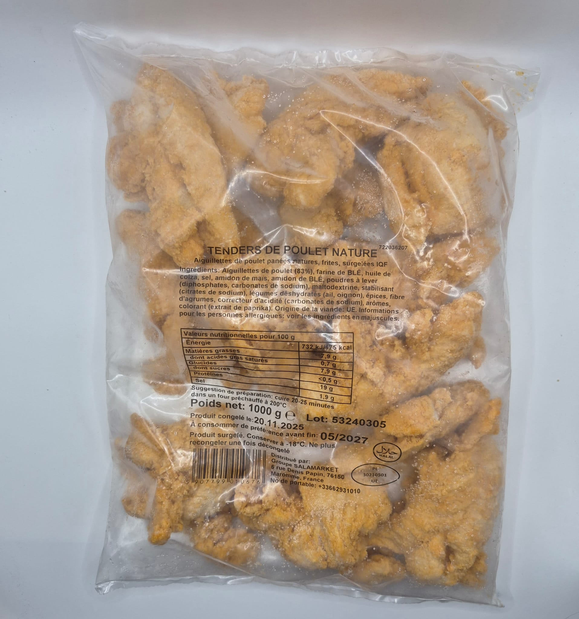 Tenders de Poulet Nature 1kg – Halal