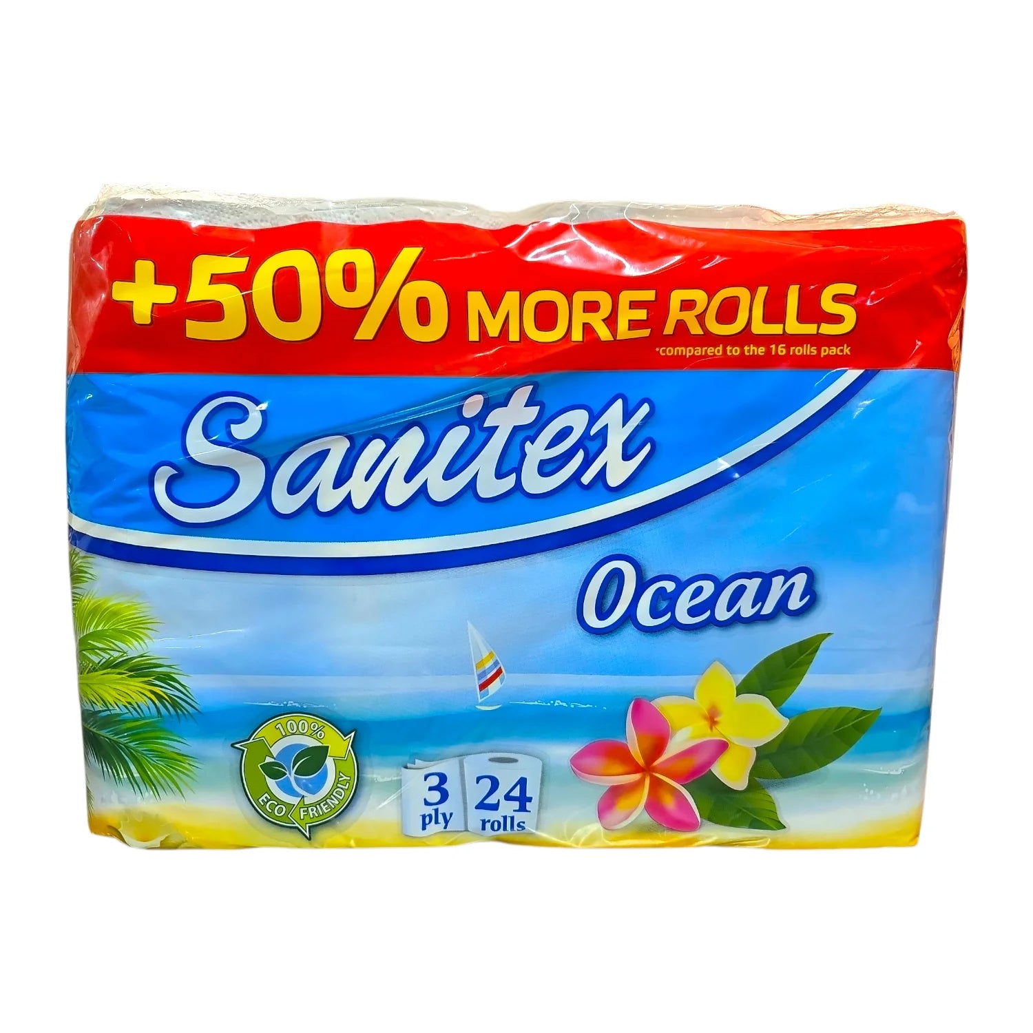 Papier Toilette Sanitex – 24 rouleaux, 3 plis