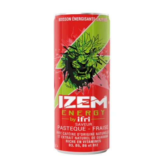 IZEM Energy Drink Fraise Pastèque 25cl – Pack de 6
