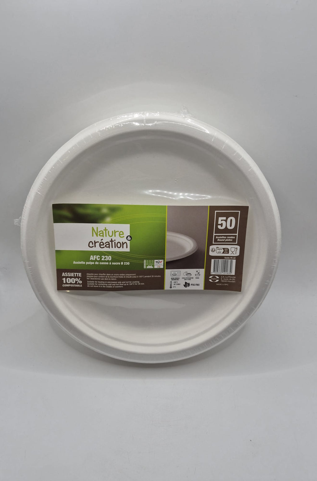 Assiettes en fibre de canne 23 cm (x50)