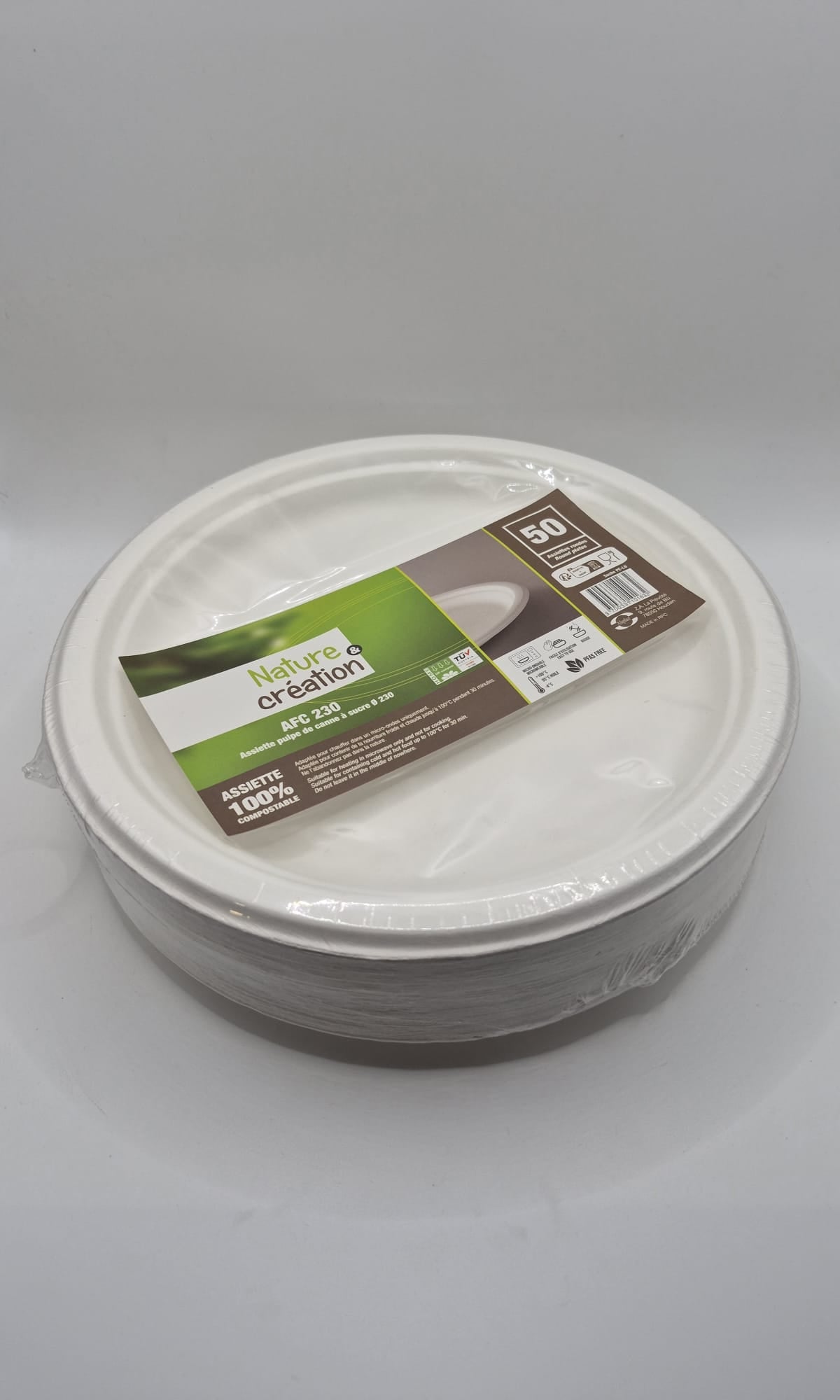 Assiettes en fibre de canne 18 cm (x50)