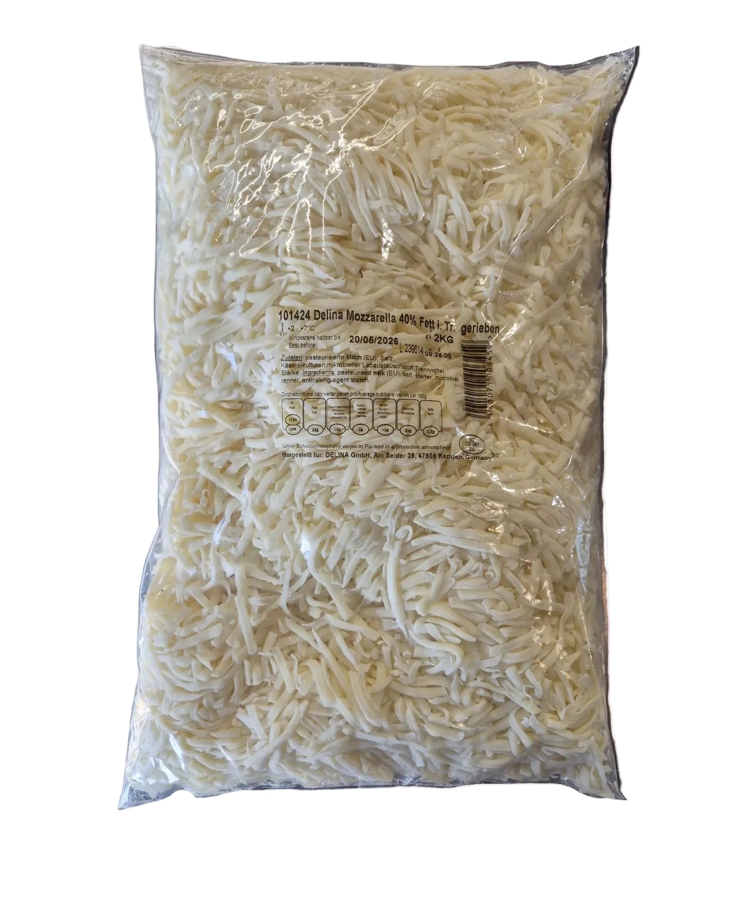 Mozzarella 40% 2kg – Delina