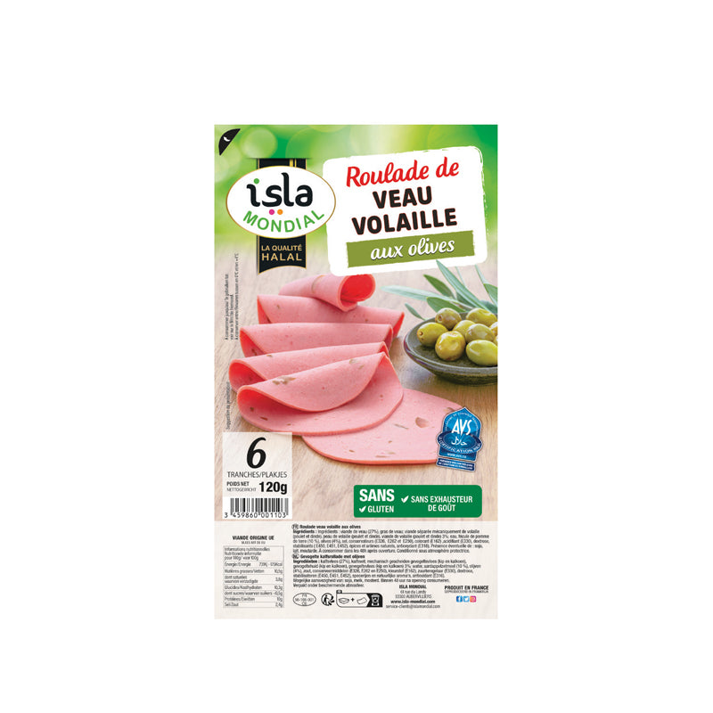 Roulade de Veau Volaille aux Olives Halal 120g – AVS Isla Mondial
