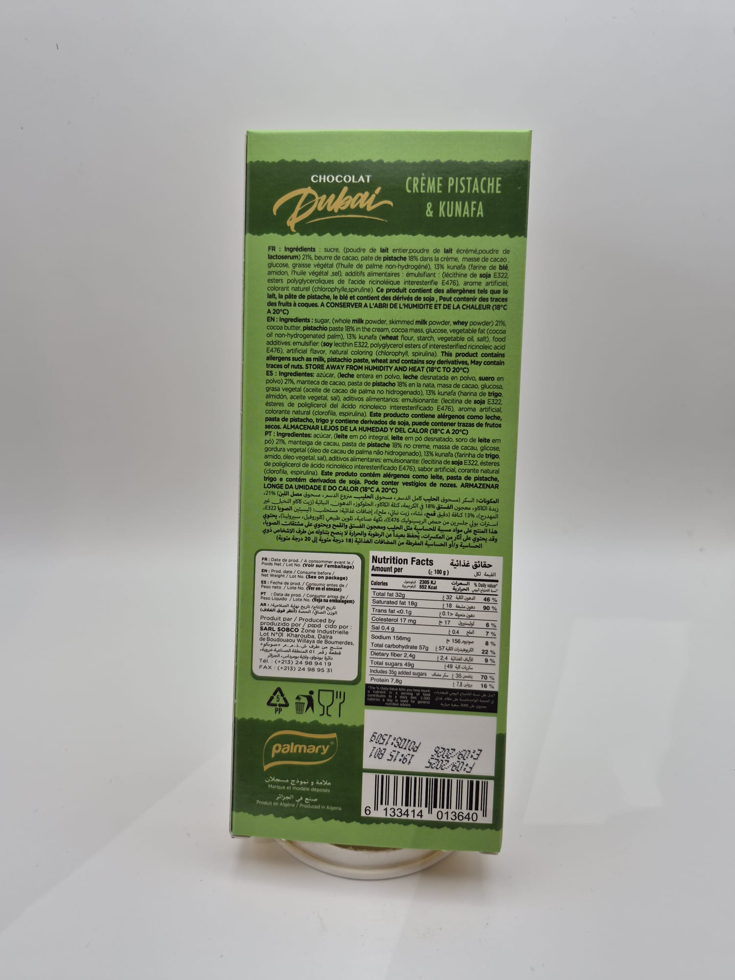 Chocolat de Dubaï Kunafa & Pistache 100g – Moment