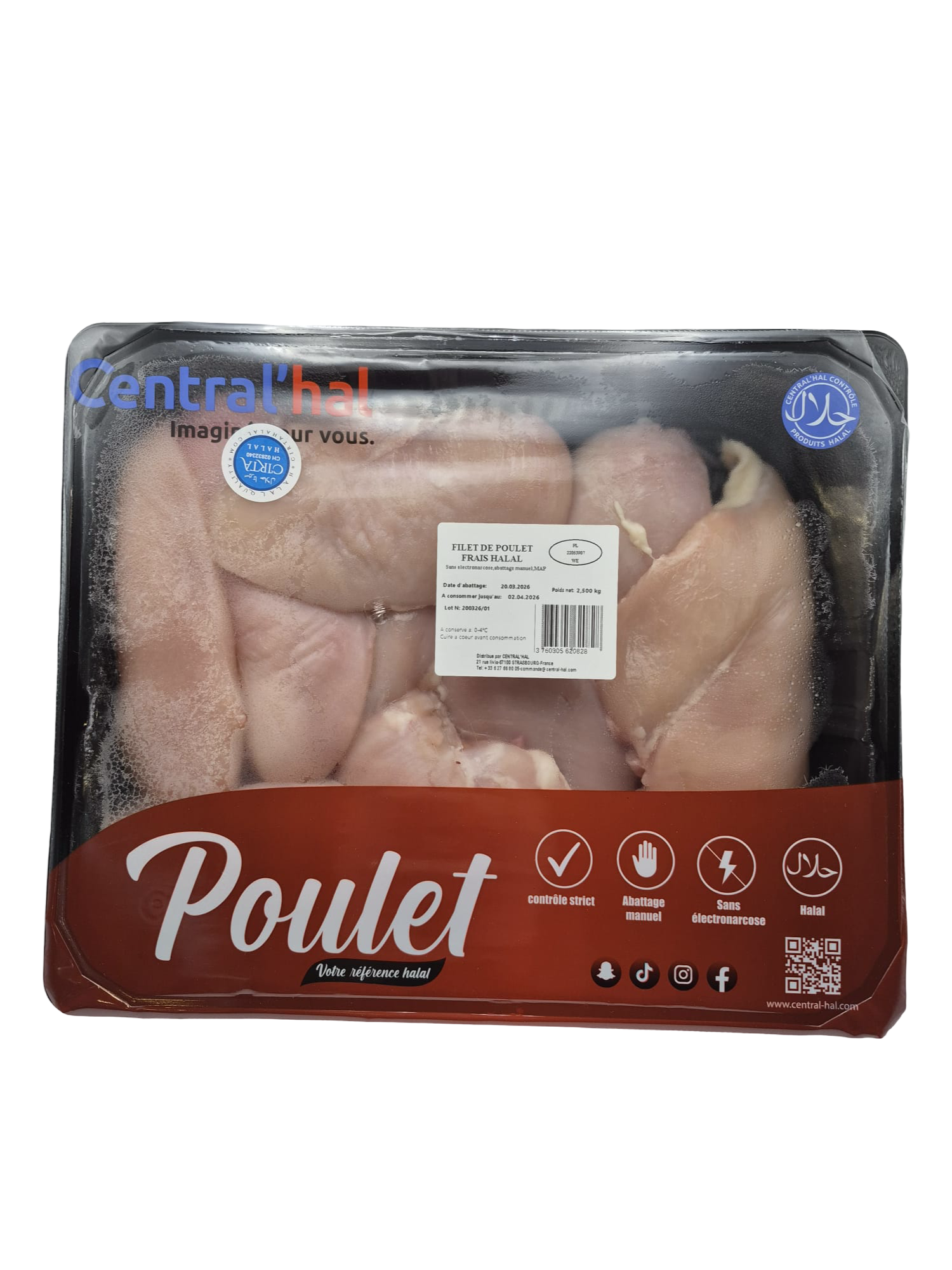 Filet de Poulet Halal Frais 2,5kg – Certifié CIRTA