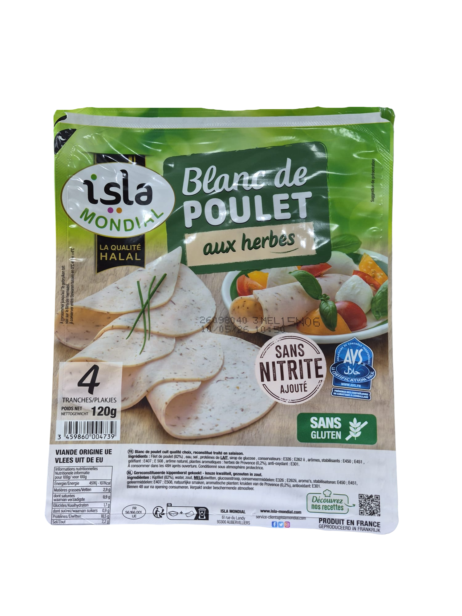 Blanc de Poulet aux Herbes Halal 120g – AVS Isla Mondial