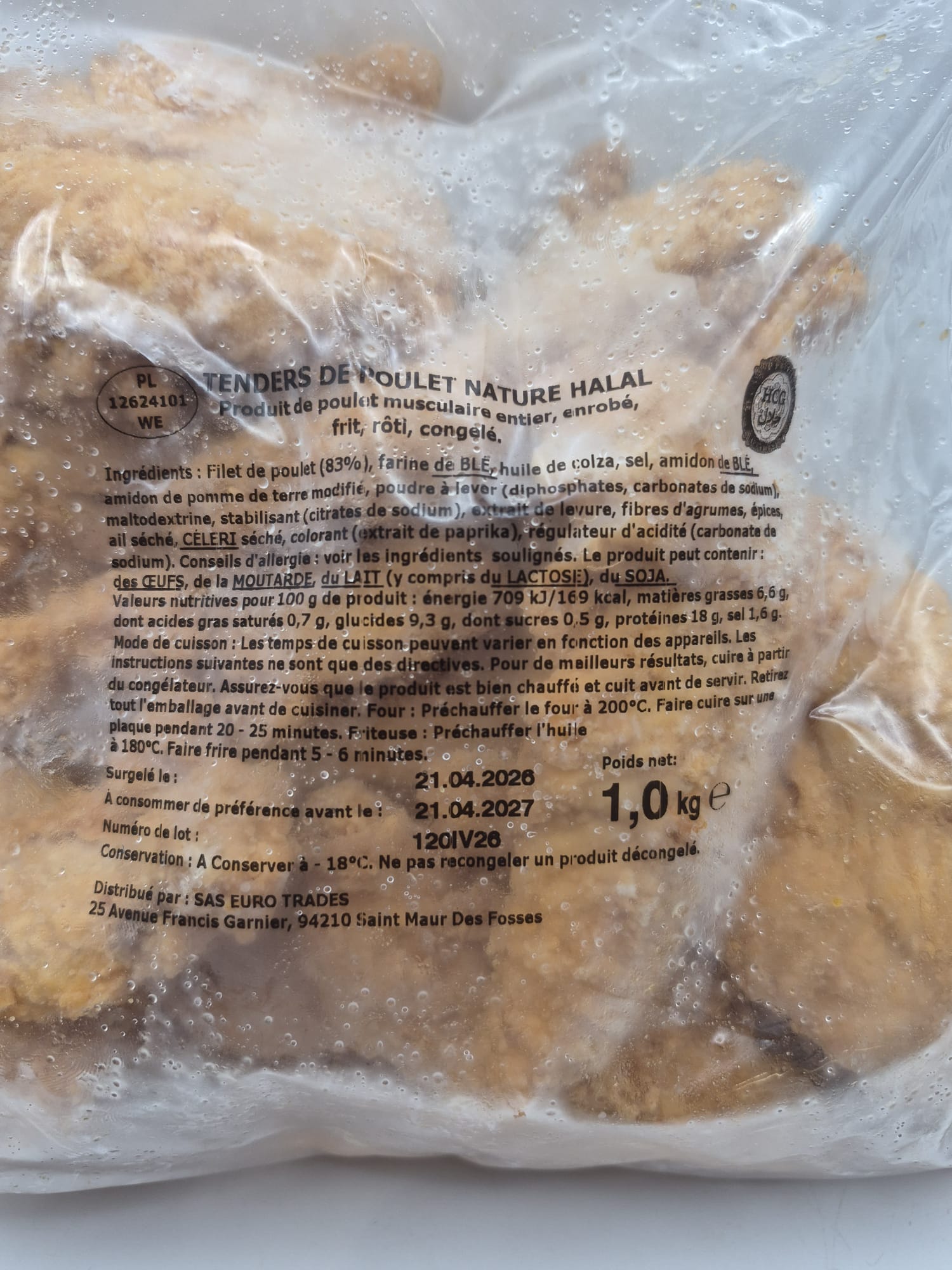 Tenders de Poulet Nature 1kg – Halal