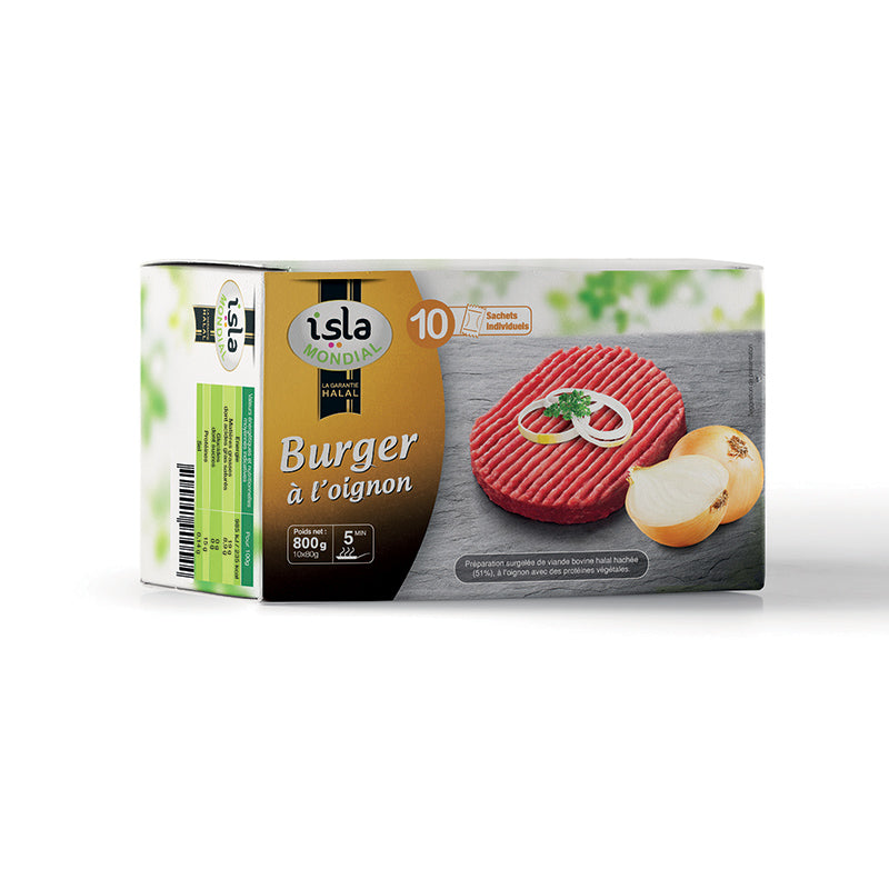 Steak Burger à l’Oignon 10 x 80g – Isla Mondial Halal AVS