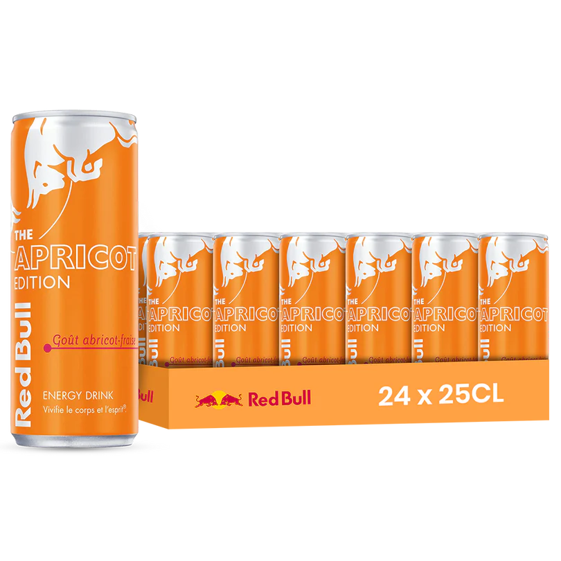 Red Bull Saveurs Abricot Fraise 25cl – Pack de 24
